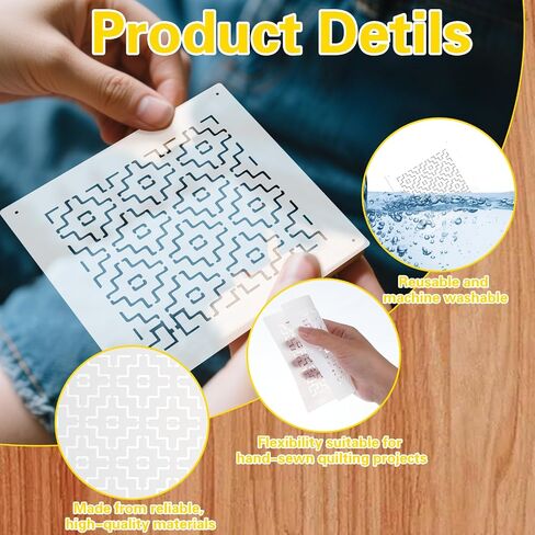 18Pcs Sashiko Stencil Geometric Sashiko Patterns Template 7.87 Inch Sashiko Template White Drawing Line Line Quilting Stencils for Sewing Hand Quilting Embroidery in Saudi Arabia
