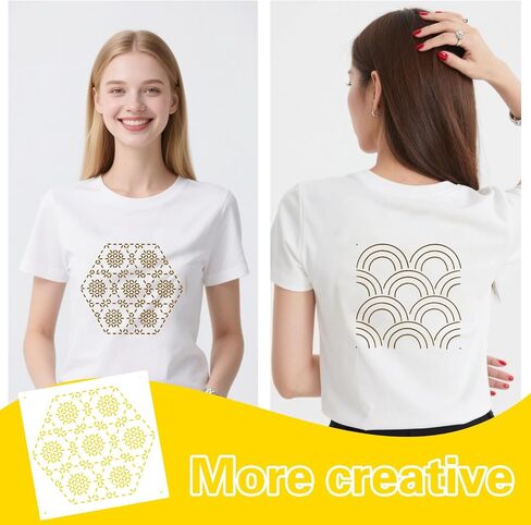 18Pcs Sashiko Stencil Geometric Sashiko Patterns Template 7.87 Inch Sashiko Template White Drawing Line Line Quilting Stencils for Sewing Hand Quilting Embroidery in Saudi Arabia