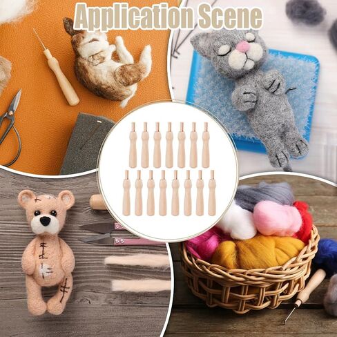 FREEBLOSS 15Pcs Wool Felting Needle Handles Wooden Punch Cross Stitch Felting Handles Poking Felt Pen Needle Felting Tools Punch Needles Holder 3.35"*0.6" in Saudi Arabia