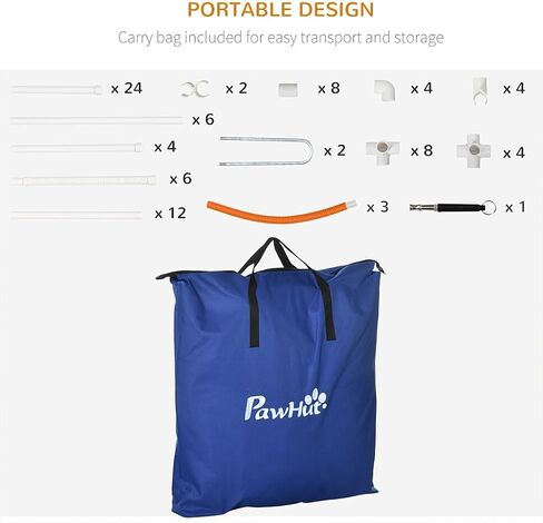 8 Piece Dog Training Equipment, Modern Dog Course Equipment with 9.8' Tunnel and Canine Whistle Portable Dog Motion Equipment with Pause Box and Carry Bag for Outdoor Dog Training in Saudi Arabia