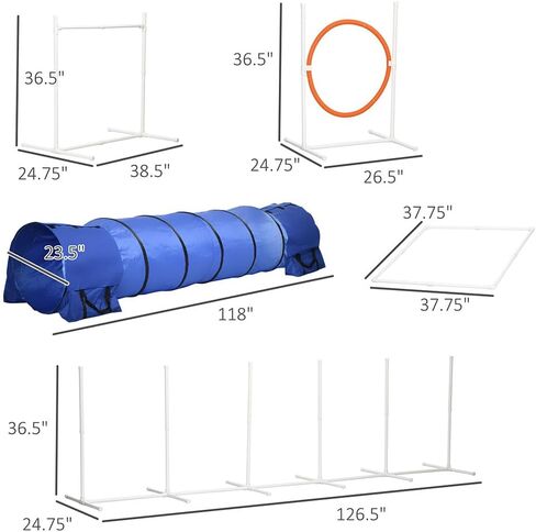 8 Piece Dog Training Equipment, Modern Dog Course Equipment with 9.8' Tunnel and Canine Whistle Portable Dog Motion Equipment with Pause Box and Carry Bag for Outdoor Dog Training in Saudi Arabia