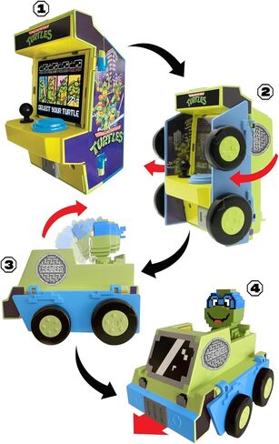 Teenage Mutant Ninja Turtles Arcade Cruisers Leonardo Edition ، خزانة 2-in-1 الممرات لتحويل السيارة مع الأضواء والأصوات وشاشة عرضية مزدوجة الشاشة in Saudi Arabia