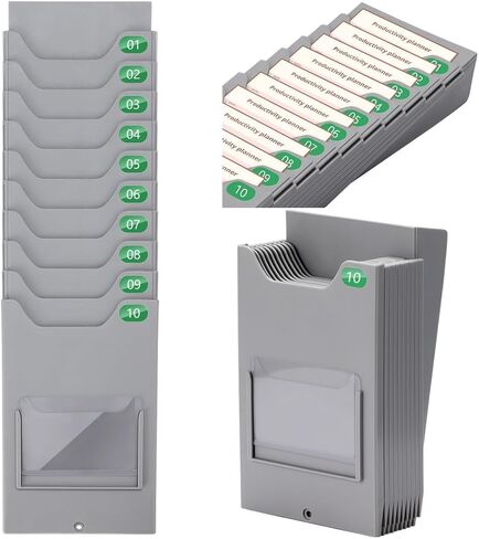 Wall-Mounted Time Card Holder, 1-Slot Rack With Number Labels 1-1, Retractable Design For Easy Card Organization in Saudi Arabia