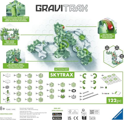 Ravensburger Gravitrax Action Set SkyTrax | نظام تشغيل الرخام المبتكرة | لعبة الرخام والبناء لأعمار 8+ ، متوافقة مع جميع منتجات Gravitrax in Saudi Arabia