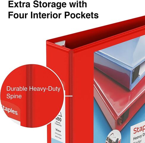 Staples Staples Huffice 2 بوصة عرض 3 حلقات مع حلقات D وأربعة جيوب داخلية ، حمراء ، 3/حزمة (ST56297-CCVS) in Saudi Arabia
