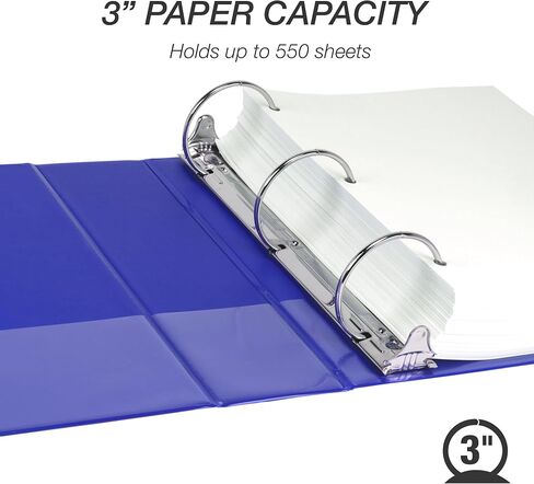 Samsill 3 Inch 3 Ring Binders, Made in USA, Economy Round Ring, Clear View Cover, 550 Sheet Capacity - for School, Home, Office - Blue, 12 Pack in Saudi Arabia