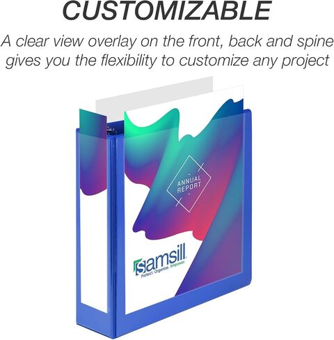 Samsill 3 Inch 3 Ring Binders, Made in USA, Economy Round Ring, Clear View Cover, 550 Sheet Capacity - for School, Home, Office - Blue, 12 Pack in Saudi Arabia
