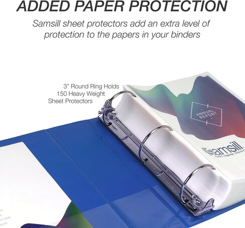 Samsill 3 Inch 3 Ring Binders, Made in USA, Economy Round Ring, Clear View Cover, 550 Sheet Capacity - for School, Home, Office - Blue, 12 Pack in Saudi Arabia