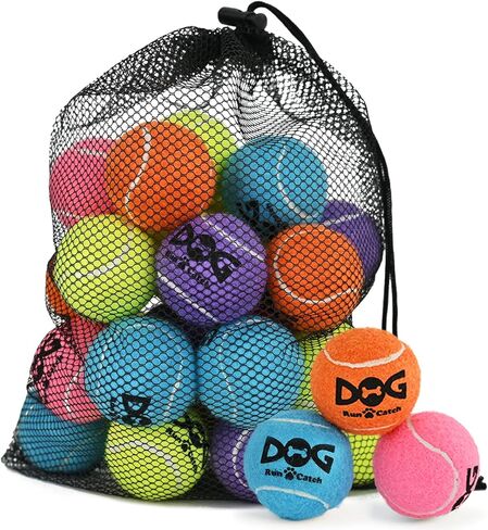 Small Tennis Balls for Dogs - 20 Pack Squeaky Dog Balls Toys with Mesh Bag, SGS Certified, Durable Non-Toxic, Built in Squeaker, Small Breeds in Kuwait