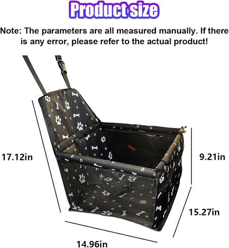 Pet Car Seat, Breathable & Waterproof Oxford Dog Car Booster Seats with Seat Belt and Mesh Window, Portable Foldable Travel Look Out Bag for Small Medium Dogs & Cats (Black, 1PC) in Saudi Arabia