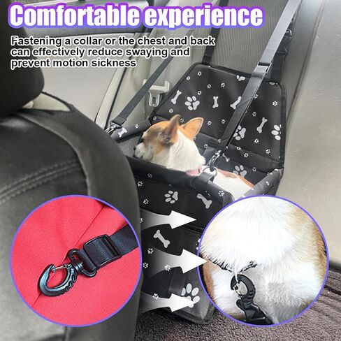 Pet Car Seat, Breathable & Waterproof Oxford Dog Car Booster Seats with Seat Belt and Mesh Window, Portable Foldable Travel Look Out Bag for Small Medium Dogs & Cats (Black, 1PC) in Saudi Arabia