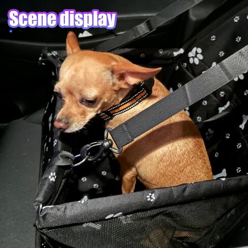 Pet Car Seat, Breathable & Waterproof Oxford Dog Car Booster Seats with Seat Belt and Mesh Window, Portable Foldable Travel Look Out Bag for Small Medium Dogs & Cats (Black, 1PC) in Saudi Arabia
