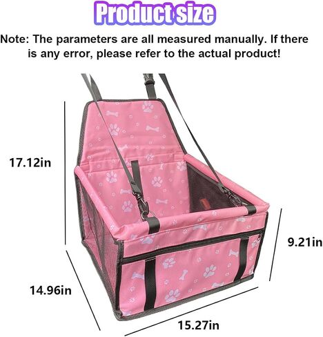 Pet Car Seat, Breathable & Waterproof Oxford Dog Car Booster Seats with Seat Belt and Mesh Window, Portable Foldable Travel Look Out Bag for Small Medium Dogs & Cats (Black, 1PC) in Saudi Arabia