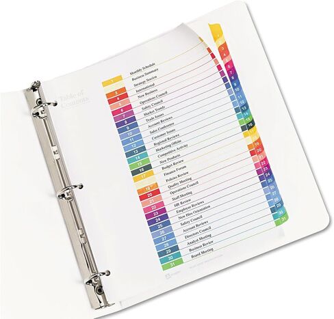 Customizable TOC Ready Index Multicolor Tab Dividers, 31-Tab, 1 to 31, 11 x 8.5, White, Traditional Color Tabs, 1 Set in Saudi Arabia