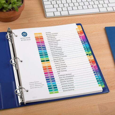 Customizable TOC Ready Index Multicolor Tab Dividers, 31-Tab, 1 to 31, 11 x 8.5, White, Traditional Color Tabs, 1 Set in Saudi Arabia