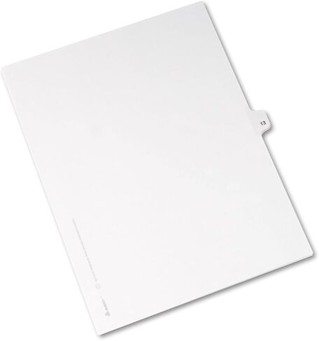Avery Legal Exhibit Tab Dividers, Tab Title: 13, White, Letter, 25/Pack (11923) in Saudi Arabia