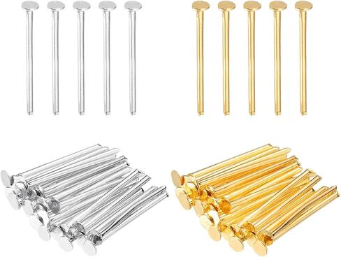 PATIKIL 2 Inch Flat Head Pins, Jewelry Making Headpins Straight Pins Findings Bendable for DIY Craft Bracelet Necklace Earring Pendant Making Supplies-400Pcs(Silver Gold) in Saudi Arabia