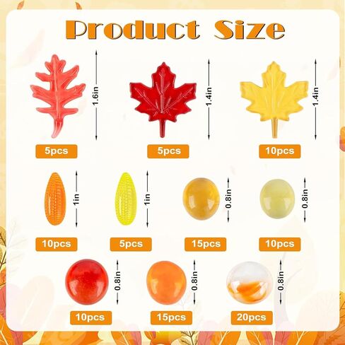 QEQEKAKA Fall Decor Sensory Bin Filler 100PCS Thanksgiving Vase Filler Acrylic Gems Autumn Leaves Corn Gems, for Fall and Thanksgiving Table Decor, Vase Filler, Sensory Bin Filler Preschool Counting in Saudi Arabia