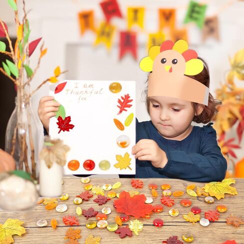 QEQEKAKA Fall Decor Sensory Bin Filler 100PCS Thanksgiving Vase Filler Acrylic Gems Autumn Leaves Corn Gems, for Fall and Thanksgiving Table Decor, Vase Filler, Sensory Bin Filler Preschool Counting in Saudi Arabia