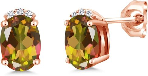 جوهرة ستون كينغ 1.76 قيراط التورمالين الوردي G-H Lab Grown Diamond 18K أقراط فضية مطلية بالذهب الوردي in Saudi Arabia