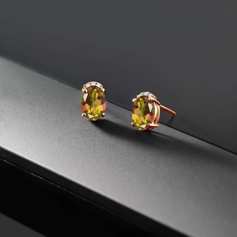 جوهرة ستون كينغ 1.76 قيراط التورمالين الوردي G-H Lab Grown Diamond 18K أقراط فضية مطلية بالذهب الوردي in Saudi Arabia