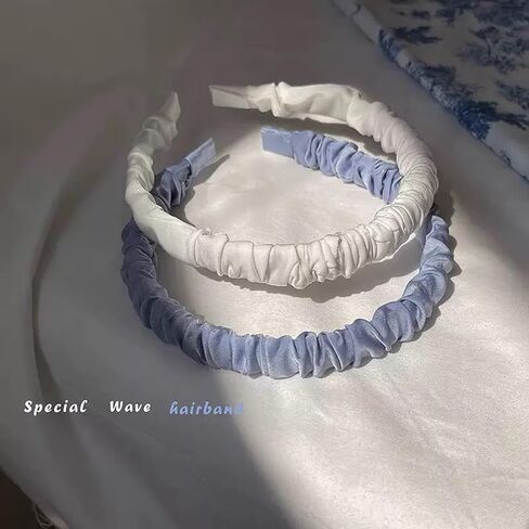 Agirlvct 7 Pack Cute Headbands for Women,Non Slip Flower Headband,Fashion Headbands for Girls,Twisted Headband,Different Designs White Solid Head Bands Set Fashion Hair Accessories Non Slip(Blue) in Kuwait