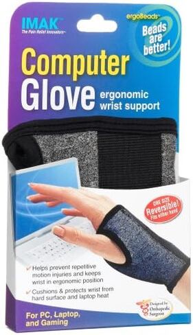 Brownmed - IMAK RSI Computer Glove - Comfortable Game Glove - Wrist Brace to Support Carpal Tunnel - Compression Glove for Working, Gaming & More - Ergonomic Keyboard Glove for Palm & Wrist Support in Kuwait