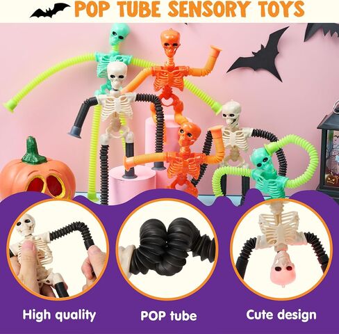 Joyin 6 PCS Halloween Pop Sensory Tube Tube Stready ، Glow in the Dark Fidget Toys for Halloween Party Tavor Goodie Bag Fillers ، Truff Telescopic Cup Cup Toys For Kids Gift in Saudi Arabia