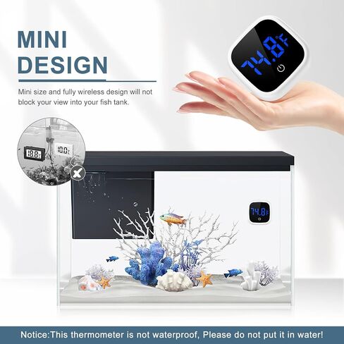 Upgraded Aquarium Thermometer, 2 Pack Digital Fish Tank Thermometer, Large LED HD Display ±0.1°F, Fahrenheit Tank Temperature Measurement for Fish, Axolotl, Turtle in Saudi Arabia