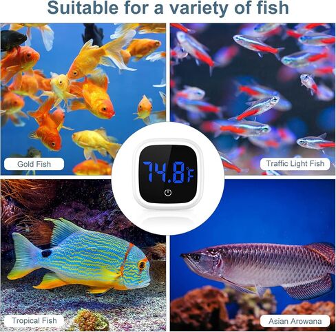 Upgraded Aquarium Thermometer, 2 Pack Digital Fish Tank Thermometer, Large LED HD Display ±0.1°F, Fahrenheit Tank Temperature Measurement for Fish, Axolotl, Turtle in Saudi Arabia