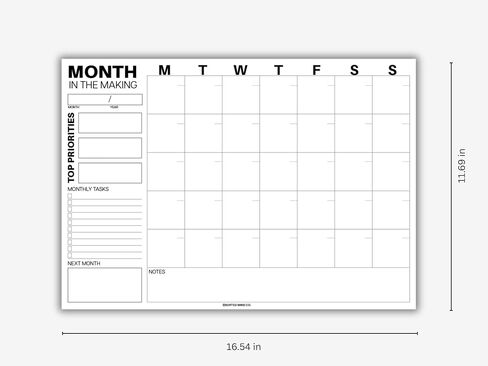 Undated Monthly Desk Pad Planner by Sorted Mind Co - 24 Tear-Off Sheets A3 Size - Premium Daily Planner for Students, Office & Home Organization - Time Blocking Productivity Pad in Saudi Arabia