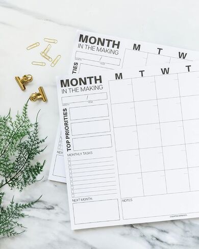 Undated Monthly Desk Pad Planner by Sorted Mind Co - 24 Tear-Off Sheets A3 Size - Premium Daily Planner for Students, Office & Home Organization - Time Blocking Productivity Pad in Saudi Arabia