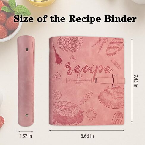 Recipe Binder, Recipe Book Binder with Plastic Sleeves, Blank Recipe Card Book to Write in Your Own Recipes (4" x 6" Recipe Cards & Category Tab) (Pink) in Kuwait