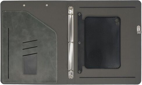 Tablet Binder Portfolio Case with Clipboard Folio Cover, 3-Ring Binder Padfolio Organizer Folder with Removable Tablet Holder, Compatible with iPad Mini (A17 Pro)/ iPad Mini 6th, Gray in Kuwait
