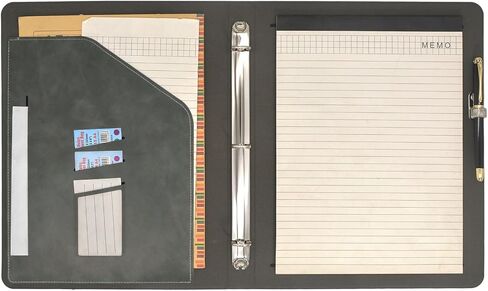 Tablet Binder Portfolio Case with Clipboard Folio Cover, 3-Ring Binder Padfolio Organizer Folder with Removable Tablet Holder, Compatible with iPad Mini (A17 Pro)/ iPad Mini 6th, Gray in Kuwait