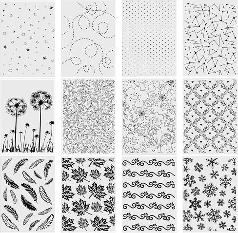 Mumufy 12 Pieces Embossing Folders Embossing Machine Template Paper Card Decorating Mold for Card Making DIY Craft Template Flower Scrapbook Photo Album Craft Decoration, 5.9 x 4.1 Inch in Saudi Arabia