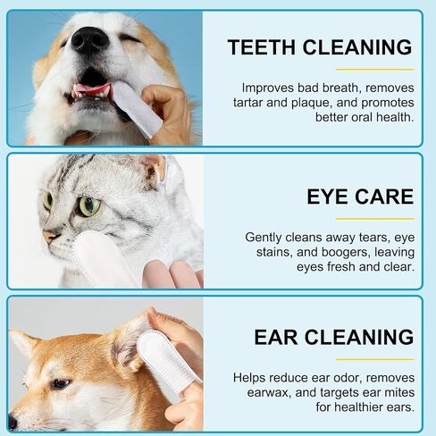 مناديل إصبع الأسنان للحيوانات الأليفة للكلاب - أذن الكلب مناديل ، مناديل أصابع تنظيف الأسنان للحيوانات الأليفة للقطار ، 50 ٪ in Kuwait