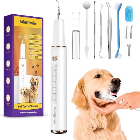 Dog Plaque and Tartar Remover - Electric Plaque Remover for Teeth with 5 Modes, LED Light, Safe and Low Noise Dog Teeth Cleaning Kit - Dental Care Tool for Pets in Saudi Arabia