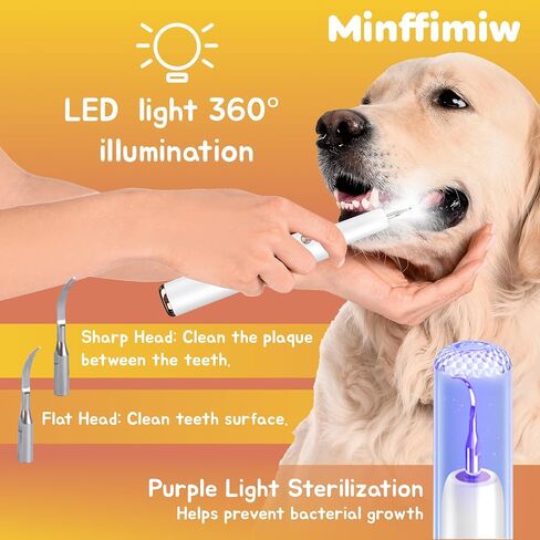 Dog Plaque and Tartar Remover - Electric Plaque Remover for Teeth with 5 Modes, LED Light, Safe and Low Noise Dog Teeth Cleaning Kit - Dental Care Tool for Pets in Saudi Arabia