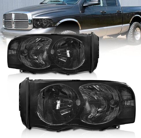 AS Headlight Assembly Compatible with 2009-2014 Dodge Ram 1500 Chrome Housing Amber Reflector Driver and Passenger Side in Saudi Arabia