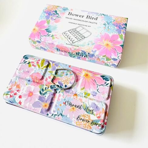 لوحة Bower Bird Travel Watercolor Palette ، لوحة سيراميك محمولة ، لوحة طلاء فارغة ، لوحة طلاء معدنية صغيرة من الخزف (16well) in Kuwait