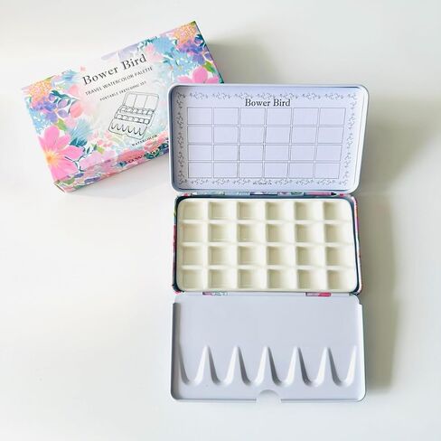 لوحة Bower Bird Travel Watercolor Palette ، لوحة سيراميك محمولة ، لوحة طلاء فارغة ، لوحة طلاء معدنية صغيرة من الخزف (16well) in Kuwait