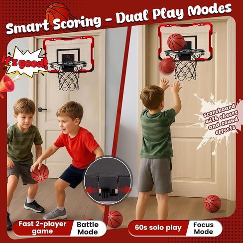 LovesTown Mini Indoor Basketball Hoop for Kids, Pink Basketball Hoops Over The Door with LED Lighting - 4 Balls - DIY Stickers, Great for Home, Dorms, Offices, and Gifts for Girls in Saudi Arabia