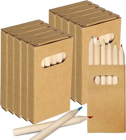 Zorfeter 10 Pack 3.5 بوصة أقلام ملونة ، 6 لكل حزمة محمولة قصيرة القصيرة قبل الحصص ، أقلام الرصاص 6 ألوان للطلاء/الفصول الدراسية اللوازم المدرسية (60pcs) in Kuwait