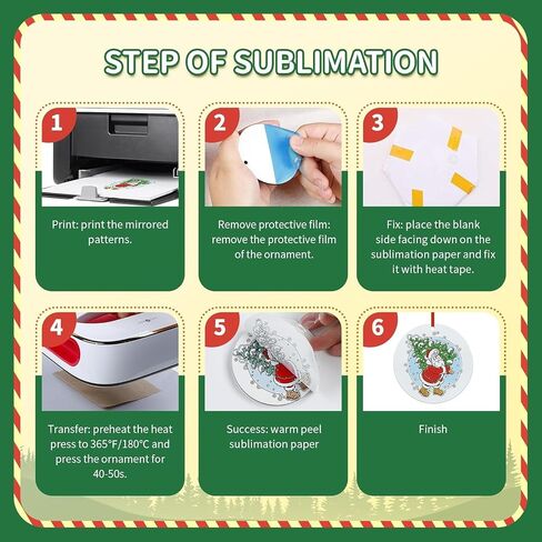Htvront Sublimation Ornament Blanks 26 pcs- 3 بوصة تسامي عيد الميلاد زخرفة الفراغات المزدوجة مع سلسلة حمراء - مستلزمات زخرفة MDF شخصية لعيد الميلاد عيد الميلاد in Saudi Arabia