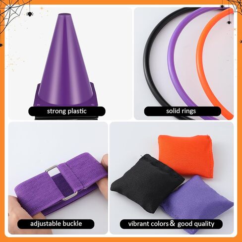 Leitee 40 PCS 4 in 1 Halloween Bean Bag Thos Toss Troam Thing Thing ، مخروطات بلاستيكية ناعمة ، أكياس فول ، فرق سباق 3 أرجل ، مجموعة ألعاب الهالوين مجموعة فناء داخلي في الهواء الطلق. in Kuwait