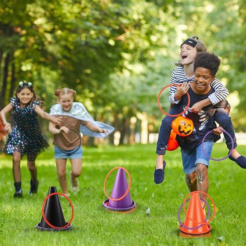 Leitee 40 PCS 4 in 1 Halloween Bean Bag Thos Toss Troam Thing Thing ، مخروطات بلاستيكية ناعمة ، أكياس فول ، فرق سباق 3 أرجل ، مجموعة ألعاب الهالوين مجموعة فناء داخلي في الهواء الطلق. in Kuwait