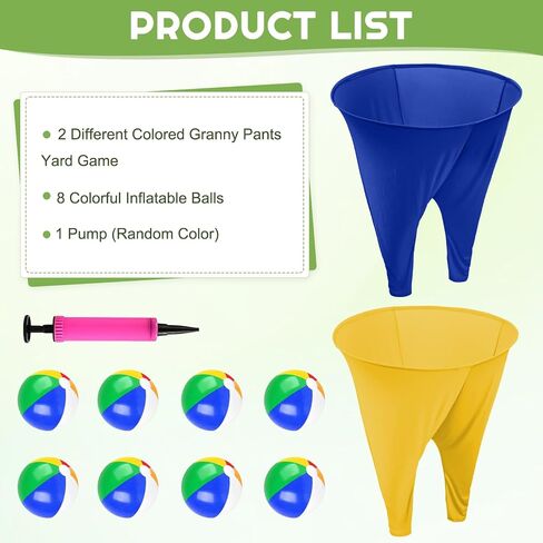 Granny Pants Outdoor Games for Adults and Family with 8 Bouncy Balls and 1 Air Pump (Random Colors) 2 Pack Color Mixing Oversize Granny Pant Yard Game Giant Pants Games for Outdoor Game in Saudi Arabia