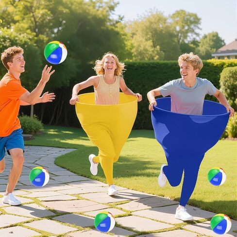 Granny Pants Outdoor Games for Adults and Family with 8 Bouncy Balls and 1 Air Pump (Random Colors) 2 Pack Color Mixing Oversize Granny Pant Yard Game Giant Pants Games for Outdoor Game in Saudi Arabia