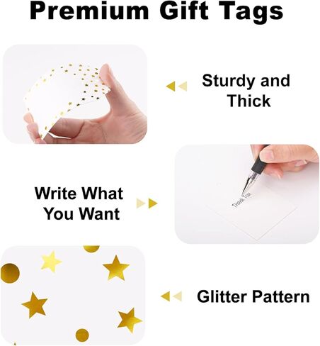 jijAcraft 100Pcs Gift Tags with String, Foil Gold Dots Blank Tags, 3.3x2.2Inch White Paper Tag, Party Favors Hanging Name Labels for Baby Shower, Birthday, Wedding in Saudi Arabia